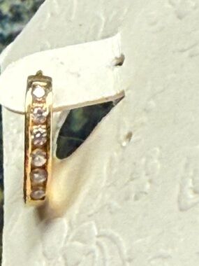 Gold filled hoops earrings “DJE” hallmark w CZs  -small -sterling‎ silver 925